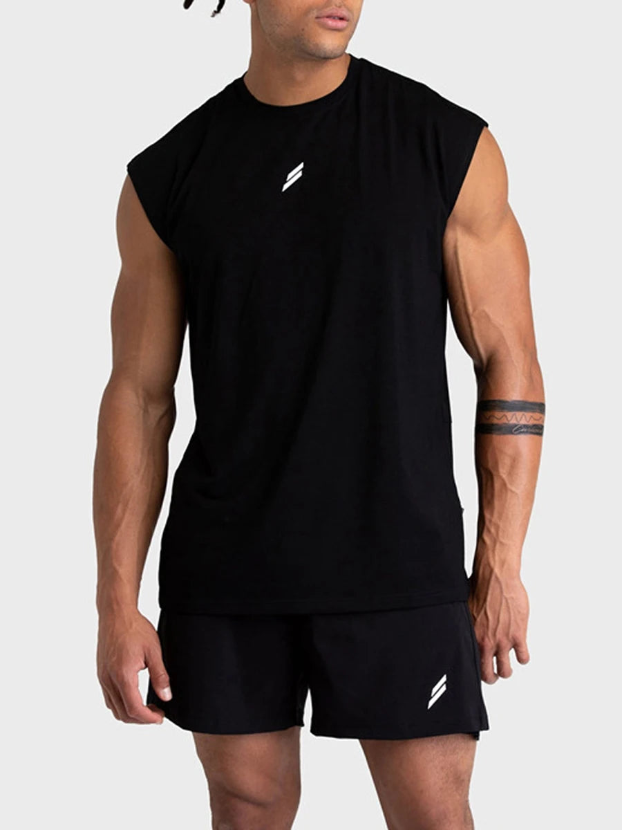 Men's Loose Tank Tops Casual Printed Sleeveless Muscle T-Shirt Workout Training Fitness Sleeveless Gym Tops Streetwear