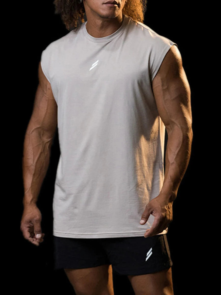 Men's Loose Tank Tops Casual Printed Sleeveless Muscle T-Shirt Workout Training Fitness Sleeveless Gym Tops Streetwear