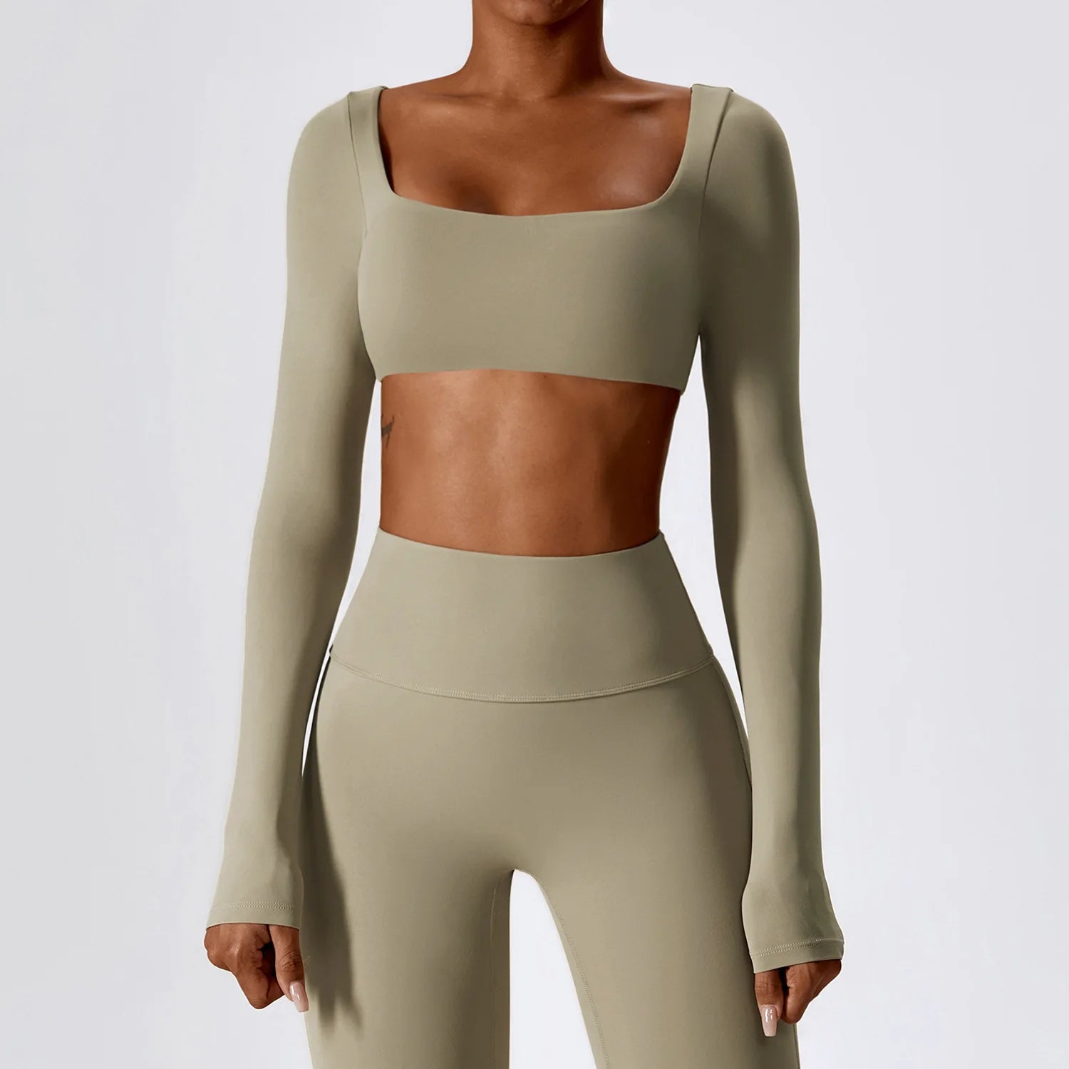 FlexAura Crop Top - Camel palm