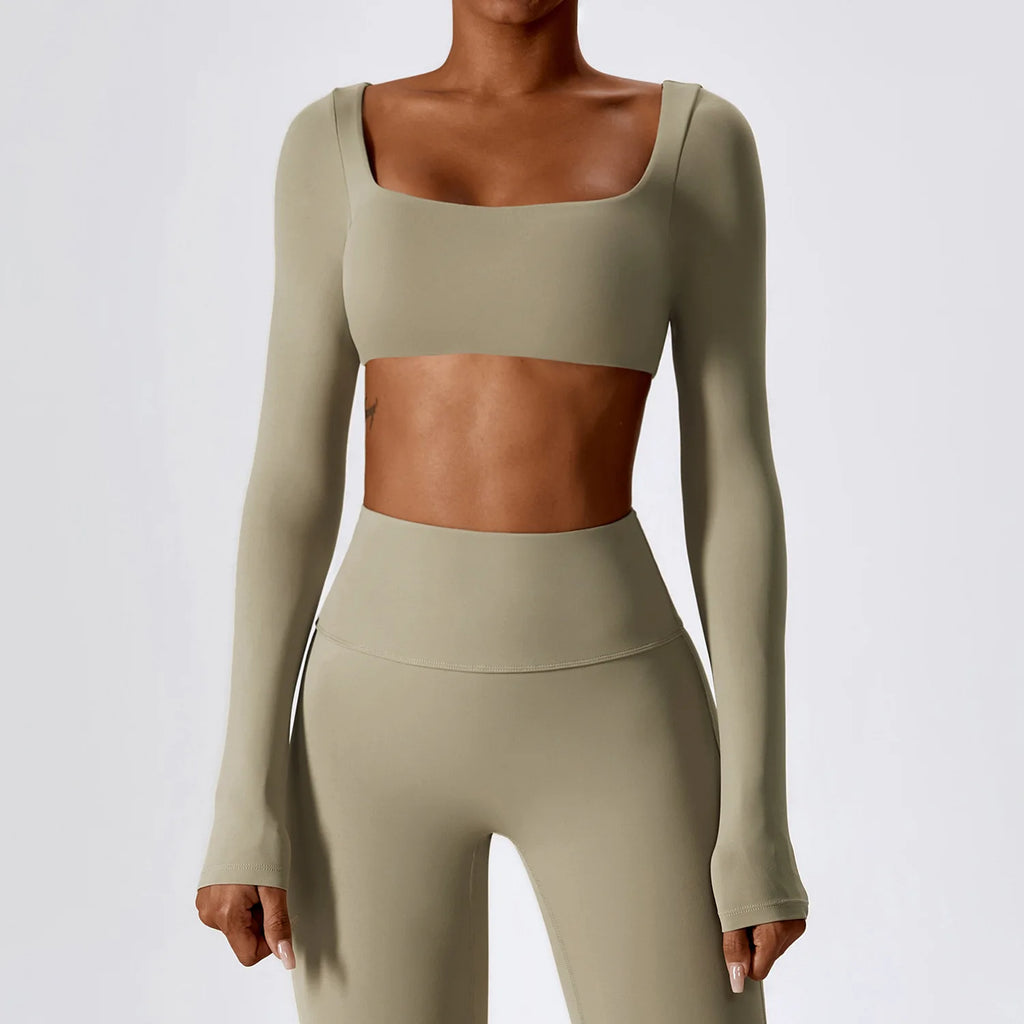 FlexAura Crop Top - Camel palm