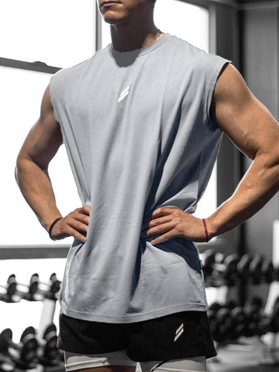 Men's Loose Tank Tops Casual Printed Sleeveless Muscle T-Shirt Workout Training Fitness Sleeveless Gym Tops Streetwear
